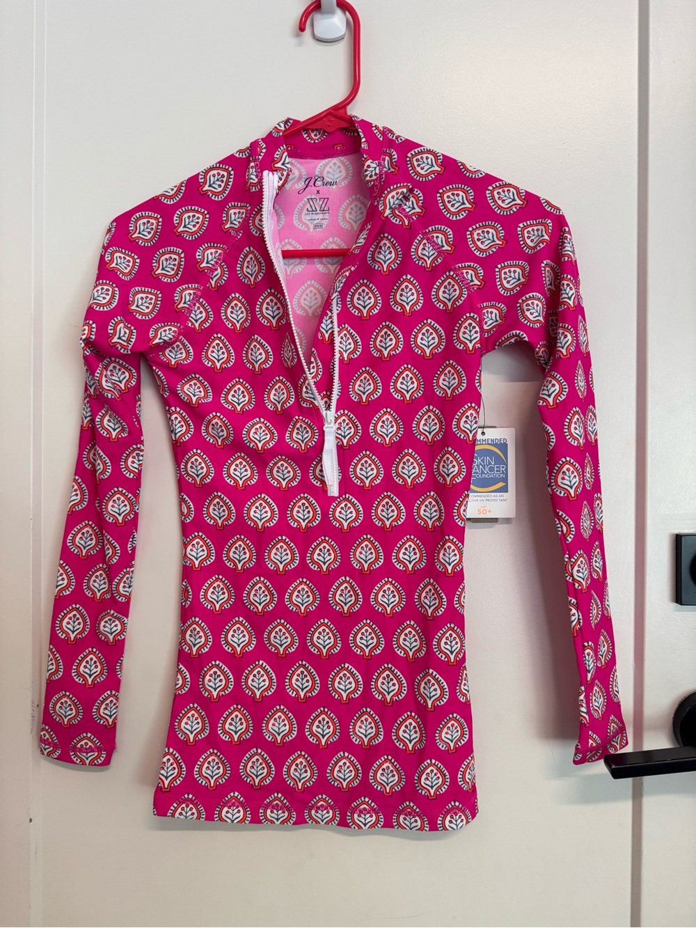 J.Crew x SZ Blockprints Hot Pink Rash Guard, XXS